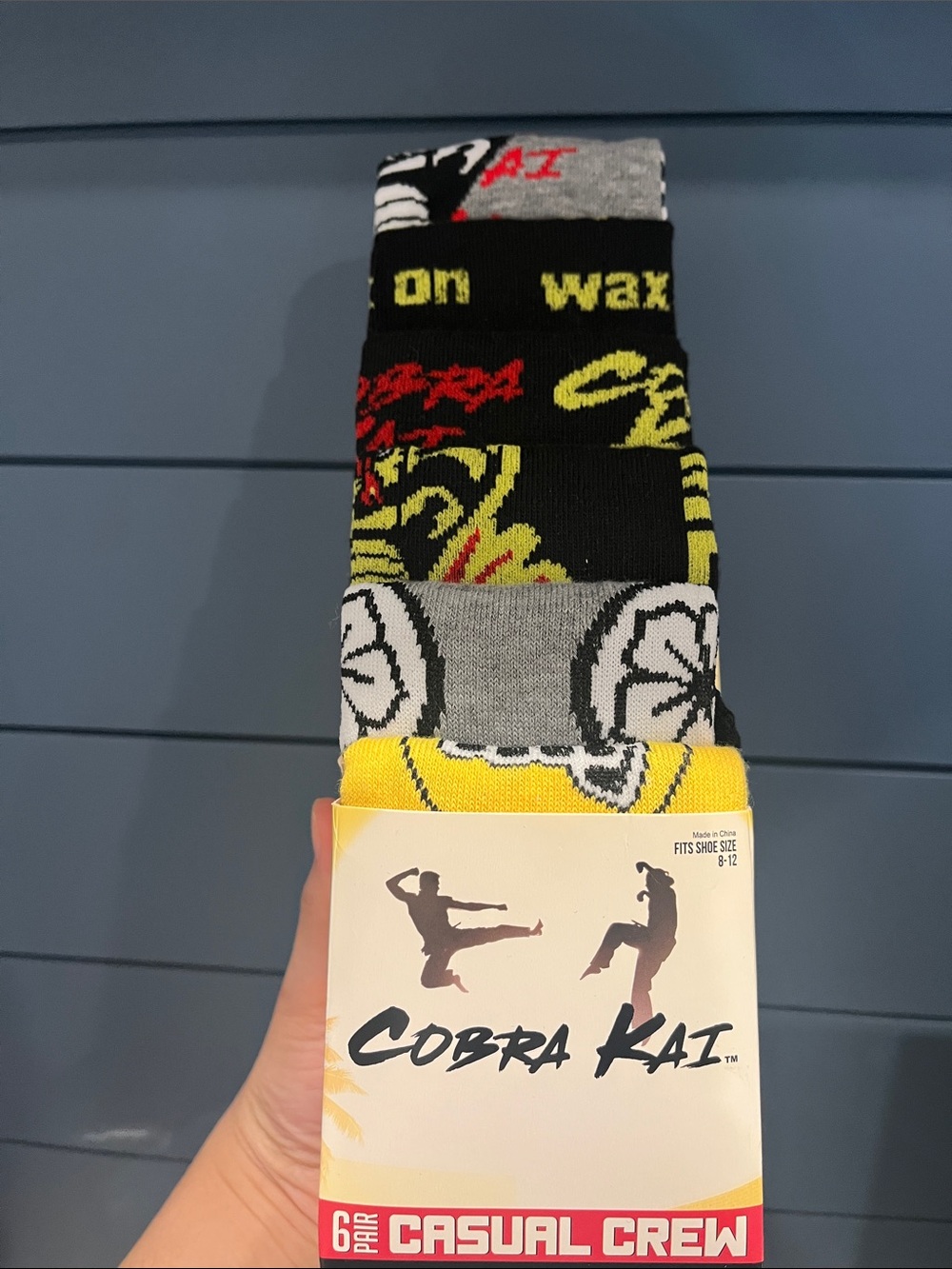 Bioworld Cobra Kai Casual Crew Socks - Black, Yellow, Gray, Red, White
